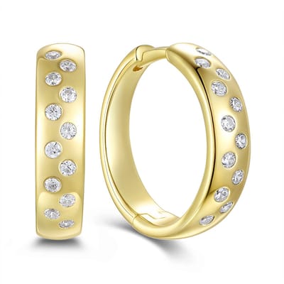 9NB-1728 – New Bling – Zilveren oorbellen stenen – Goudkleurig – 925 zilver