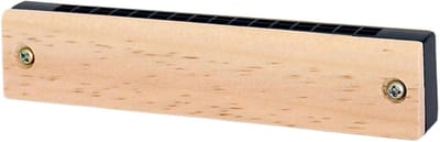 Mondharmonica Hout - Speelgoed Instrument - Muziek Leren - Dubbele Rij - 16 Gaten - Houtkleur