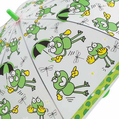 Kinder paraplu | Groen | Kikker motief | Frog motive | doorzichtig plastic| 96 cm