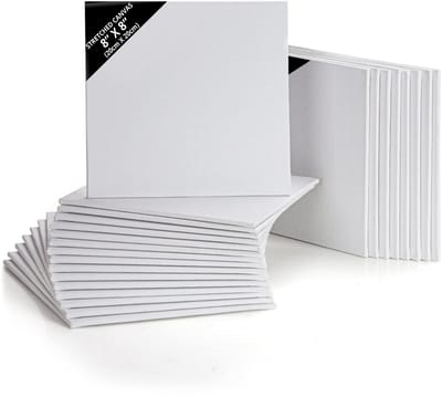 VT Goods - Voorgerekte Vierkante Canvassen - 24 Pak - Voor Acryl en Olie Verven - 20 x 20 cm - Geschikt voor Beginners en Ervaren Schilderaars