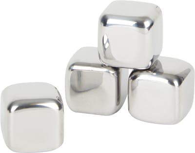 Herbruikbare ijsblokjes - Ice Cube Set - 4 IJsblokjes - 4 RVS ijsblokjes - 4 Herbruikbare ijsblokjes- Whiskey Stones - Whiskey Stenen
