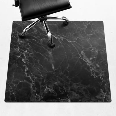 Wallfluent - Vloerbeschermer Marmeren Aderen - 100x100 cm - Zwart Vloerbeschermer Bureaustoel - Vierkant - Vloerbeschermer PVC-Computer Stoel Mat-Werkplekdecoraties - Organisch marmerpatroon