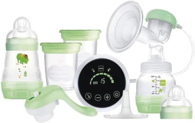 Borstkolf electrisch dubbel - Borstkolf dubbel - Groente - 2-in-1 met 9 stimulatieniveaus - bevat 2 babyflesjes - Groen