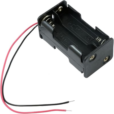 Batterijhouder AA - 4x Mignon Houder - Energie Toevoegen - Met 150mm Snoeren - 11x9x3 cm - Zwart