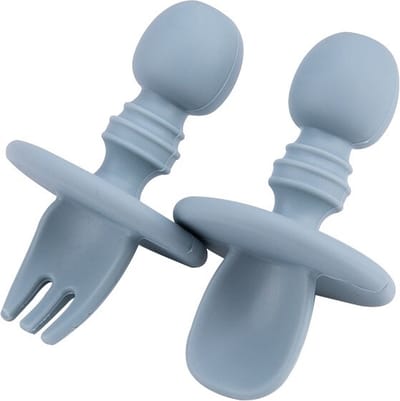 Milla Siliconen Baby Bestek - Gekleurd Servies voor Kids - voor Kinderen en Peuter - Schattig - Vork en Lepel - Blauw