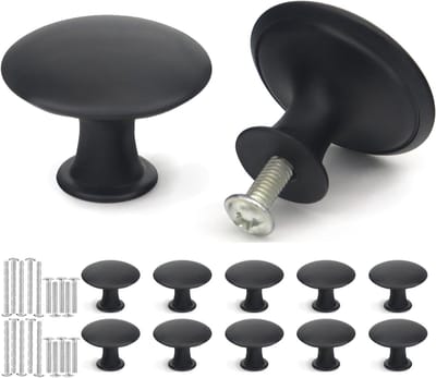 meubelknoppen zwart, 30 mm kastknoppen modern vintage met schroeven, 10 stuks deurknoppen voor lades, kasten, meubels, keukenkasten