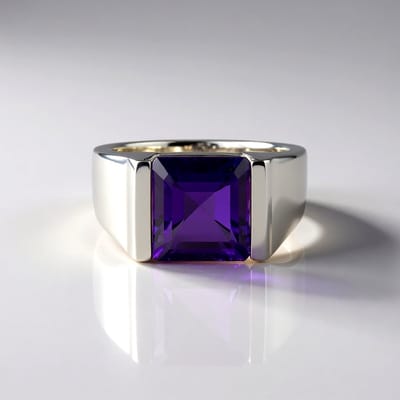 Cavill - Zilveren ring 925 sterling met 5,687 ct Siberische amethist - Achthoekige slijpvorm - Luxe minimalistische ring met bezel zetting