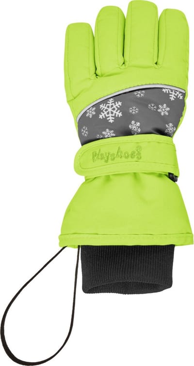 Playshoes - Winter wanten voor kinderen - Sneeuwvlokjes - Groen - maat 4 (18cm) 6-8 years
