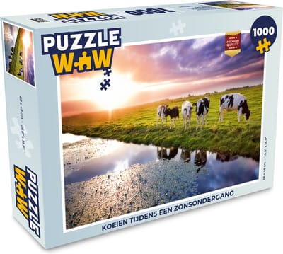 Puzzel Koeien tijdens een zonsondergang - Legpuzzel - Puzzel 1000 stukjes volwassenen