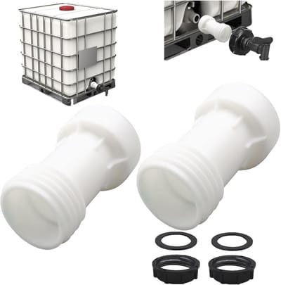 Rechte IBC-tankkoppeling S60x6 - Accessoires voor IBC-tanks - Versterk de Schroefverbinding - Eenvoudig te Installeren - 2 Stuks