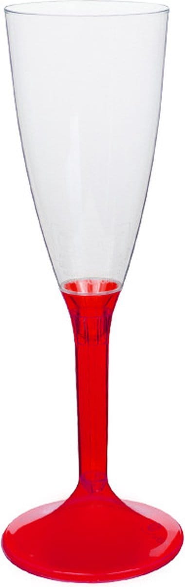 Champagneglas op losse rode voet 120ml herbruikbaar (20 stuks) USE & REUSE