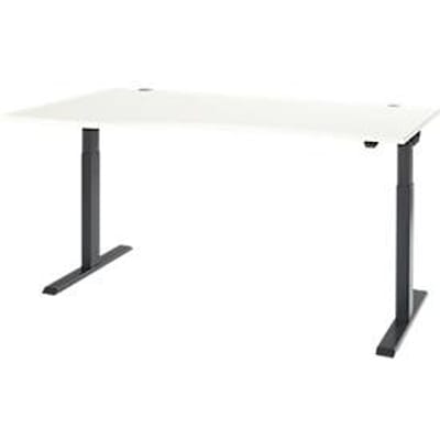 Buro ERGO-T 2.0 - elektrisch in hoogte verstelbaar - vrije vorm aanbouw links - B 1800 x H 715-1205 mm - T-voet antraciet - wit - ons merk Schäfer Shop Select