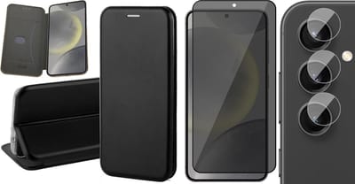 Hoesje geschikt voor Samsung Galaxy S24 - Privacy Screenprotector Volledig Dekkend Glas & Camera - Wallet Book Case Zwart