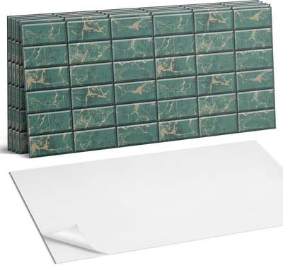 Coloray Plaktegels - Marmeren tegelpatroon Wandtegel Zelfklevend - 60 cm x 30 cm - Groente Plaktegels - 6 stuks - Rechthoek PVC Tegels - Plaktegels Keuken - Zelfklevende Vloertegels Badkamer - Vinyltegels Vloer Zelfklevend - Zelfklevende Wandtegels
