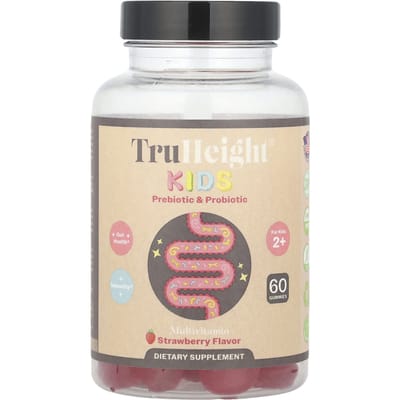 TruHeight, prebiotische en probiotische gummies voor kinderen, voor kinderen vanaf 2 jaar, aardbei, 60 gummies