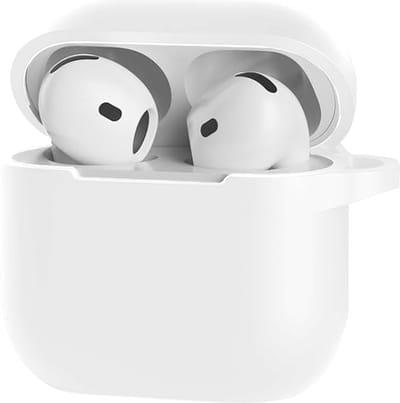 Scoby - Hoesje Geschikt voor AirPods 4 - Siliconen Case - Beschermhoes - AirPods Case Cover - Compact - Wit