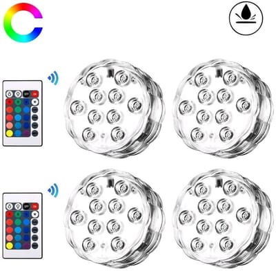 4 Waterdichte RGB LED-onderwaterlampen - IP68 waterdichtheid, geschikt voor aquariums, zwembaden of vijvers.