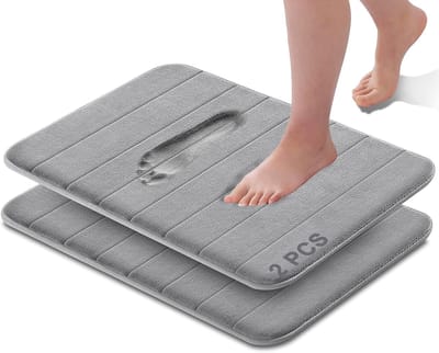 Badkamermatten - Set van 2 - Antislip badmatten - Geschikt voor thuis, douche, keuken, woonkamer - 40 x 60 cm (grijs)