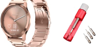 Strap-it Stalen Band (Roze Goud) + Toolkit - Geschikt voor Garmin Vivomove 3S - RVS Stalen Band - Stalen Schakelband - Verstelgereedschap - Luxe & verstelbaar ontwerp