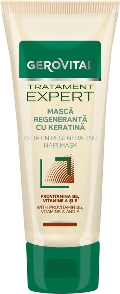 Gerovital Keratine Haarmasker voor Beschadigd Haar – Intensief Haarherstel Masker met Keratine, Panthenol & Vitamine E – 150 ml