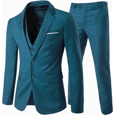 3-delig pak met ingekeepte revers SteelBlue