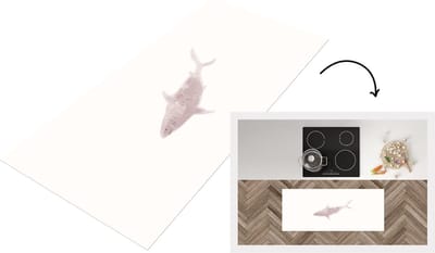 Keukenloper - Loper keuken - Dieren - Haai - Zee - Waterverf - 120x50 cm - Keukenloper vinyl