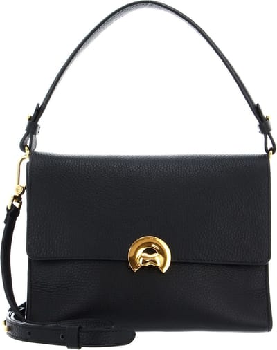 COCCINELLE Leren Schoudertas Binxie Handbag Grained Leather Noir Zwart
