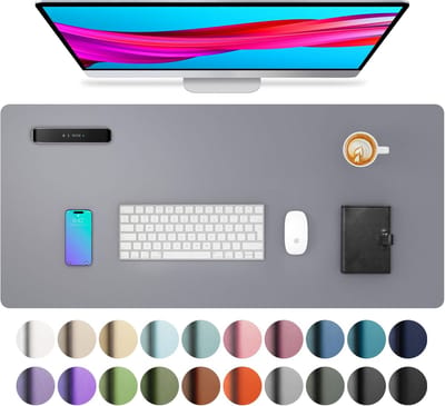 Famanu - synthetisch materiaal bureaulegger, muismat,Antislip PU-synthetisch materiaal bureau-vloeipapier, laptop bureaublad, waterdicht bureau-schrijfblok voor kantoor en thuiswerk (80x40cm,Lichtgrijs)