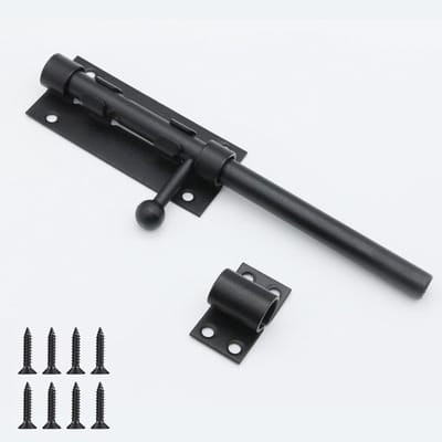 Zware RVS schuifpoortgrendel met hangslotopening voor houten poorten, schuren en tuinen - 200mm veiligheidsslot met stevige bevestigingsschroeven en duurzame constructie