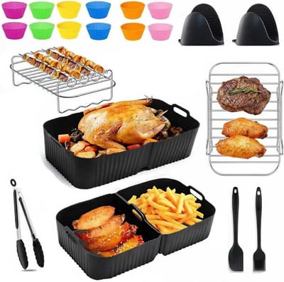 Set van 26 Herbruikbare Siliconen Bakvormen, Accessoires voor Airfryer, Bakgerei en Grillmatten voor Diverse Modellen