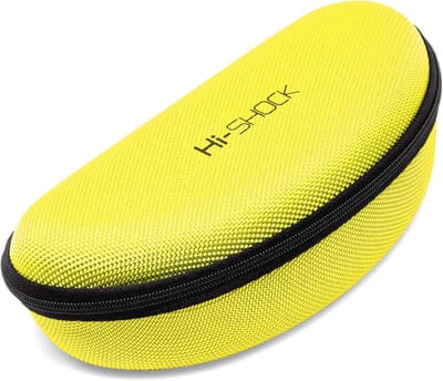 Robuuste waterafstotende brillenkoker met lus en ritssluiting | 17,5cm x 7,5cm x 5,5cm | Geel