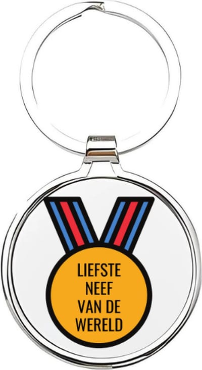 Akyol - liefste neef van de wereld Sleutelhanger - Neef - de leukste neef - neef sleutelhanger - sleutelhanger - sleutelhanger voor neven - familie sleutelhanger - verjaardagscadeautje - cadeau voor de liefste neef - cousin - 4 x 7,5 CM