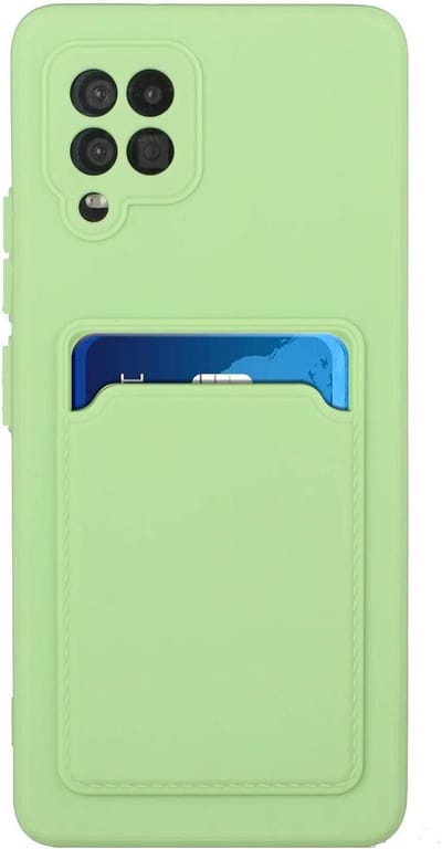 Hoesje Geschikt Voor Samsung Galaxy A02S Hoesje met pasjeshouder Groen - Hoesje Geschikt Voor Samsung Galaxy A02s hoesje Soft silicone colour case met kaarthouder
