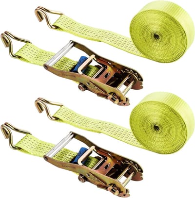 Set van 2 lashing straps van 5 cm x 6 m voor veilig vastzetten en transporteren van goederen