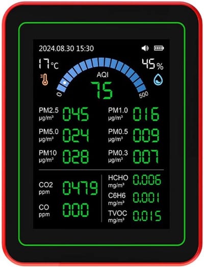 Allecto - Draagbare Luchtkwaliteitsmeter - Co2 en Tvoc Tester - 18 in