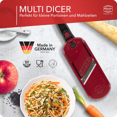 Börner Multi Dicer met Food Holder - Groentesnijder en Rasp - Rood/Zwart