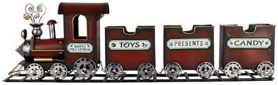 Clayre & Eef Kerstdecoratie Beeld Trein 95x19x28 cm Rood Metaal