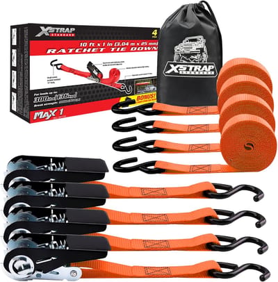 Ratelspanbanden - Vrachtriemen Sjorbanden - Vervoer Bevestiging - Hoge Breuksterkte - 3 meter 25 cm - Oranje