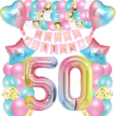50e verjaardag roze, decoratie 50e set