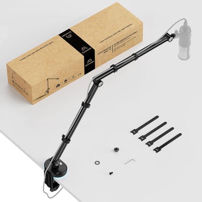 ARC.16 microfoonarm voor gaming-setup - Slim aluminium design met RGB-basis, 10 lichteffecten, in hoogte verstelbaar, kabelbeheer, zwenkarm voor streaming, podcast, opname