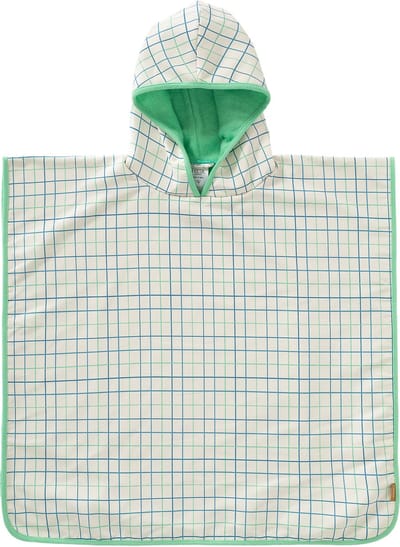 Fresk UV badponcho one size - Badcape met Capuchon – Sneldrogend Strandlaken - Jongens - Creme - Classic Check