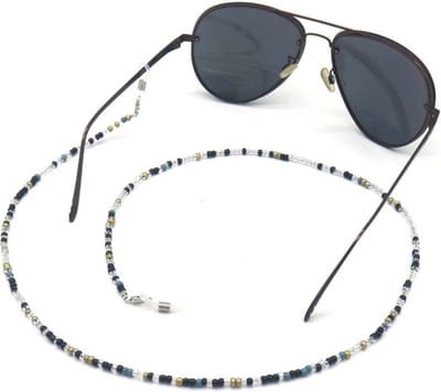 Zonnebrilkoord - kralen - zwart - goudkleurig - doorzichtig - zomer - strand - beach - vrouwen - accessoire - zonnebril – hip