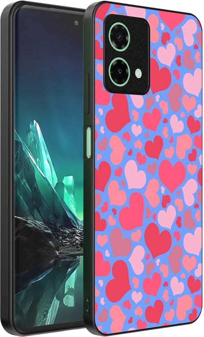 Geschikt voor Motorola Edge 40 Neo Telefoonhoesje met Hartjes Print - Hearts Design TPU Backcover Case - Kinder Hoesje met Hartjes Design - Smartphonica geschikt voor Motorola Edge 40 Neo