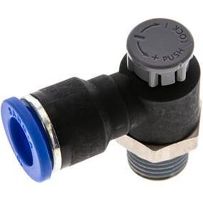 L-stuk Regelventiel 10 mm - R1/4'' Regeling-Uit Messing/Nylon Borgmoer
