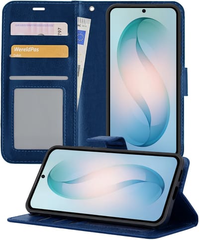 Hoesje - Geschikt voor Samsung Galaxy S26 - Luxe Bookcase - Walletcase Hoes - Portemonnee - Cover - Telefoonhoes - Donkerblauw