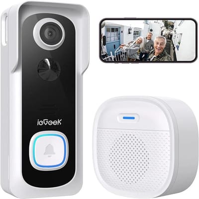 Cherrys Finds - Video Deurbel Met Camera - Video Deurbel - Video Deurbel Draadloos - Wifi - 2K HD - 2 Weg Audio - Werkt Met Alexa - Video Deurbel Met Camera Draadloos - Wit