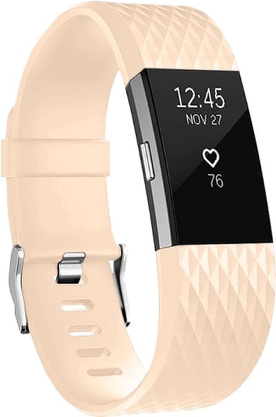 By Qubix - Compatible Fitbit bandje - Geschikt voor fitbit Charge 2 siliconen bandje - Maat: Large - Zalmroze - Horlogeband - smartwatchbandje
