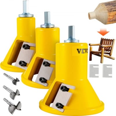 VEVOR Pennenfrees Forstner Boor 25,4 mm & 38 & 50,8 mm, 8 Messen Pennenfrees Forstner Bit Pennenfreesset voor Balkbedden, Balustrades, Balkenhekken, Balkentafels etc. Forstner Bit