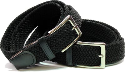 Zwart Dubbelpakket Elastiek - Elastische Comfort Riem - Gevlochten - Totale lengte 120