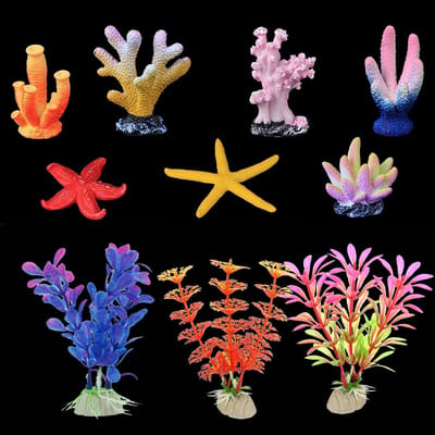 Kunstmatige Koraal Decoratie voor Aquarium - Set van 10 Aquatische Planten en Ornamenten voor een Kleurrijk Onderwaterlandschap